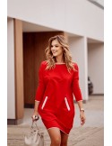 Rochie incrucisata la spate rosu/argintiu 1656 - Magazin online - Boutique